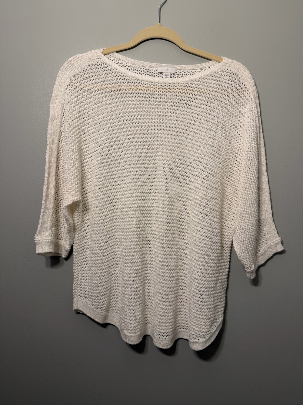 J. Jill Lightweight Open-Weave Sweater in Cream